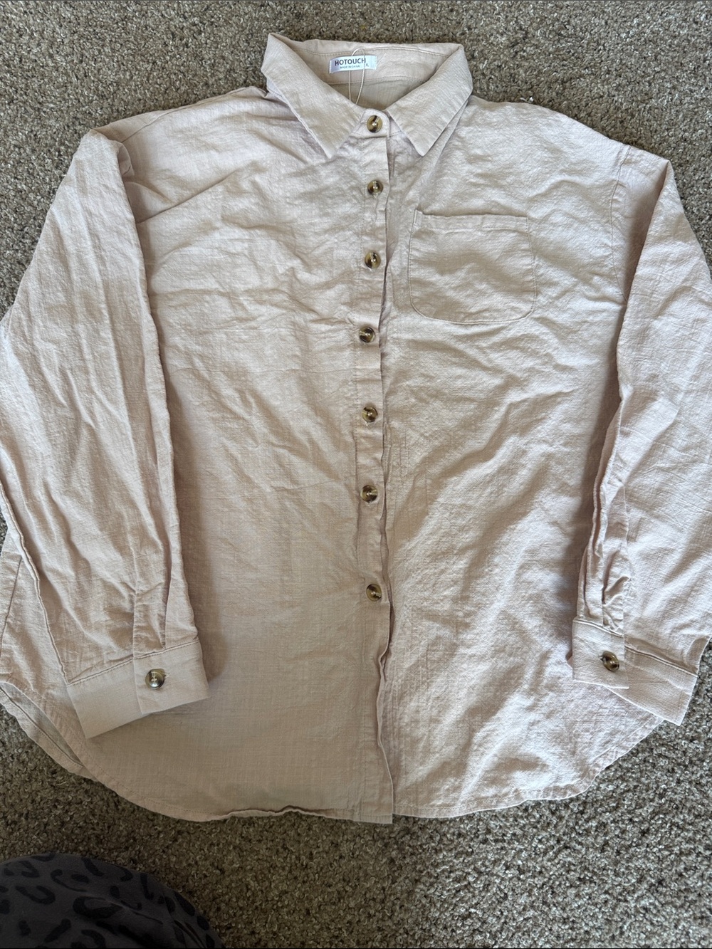 Hotouch Cream Button-Down Linen Blend Shirt